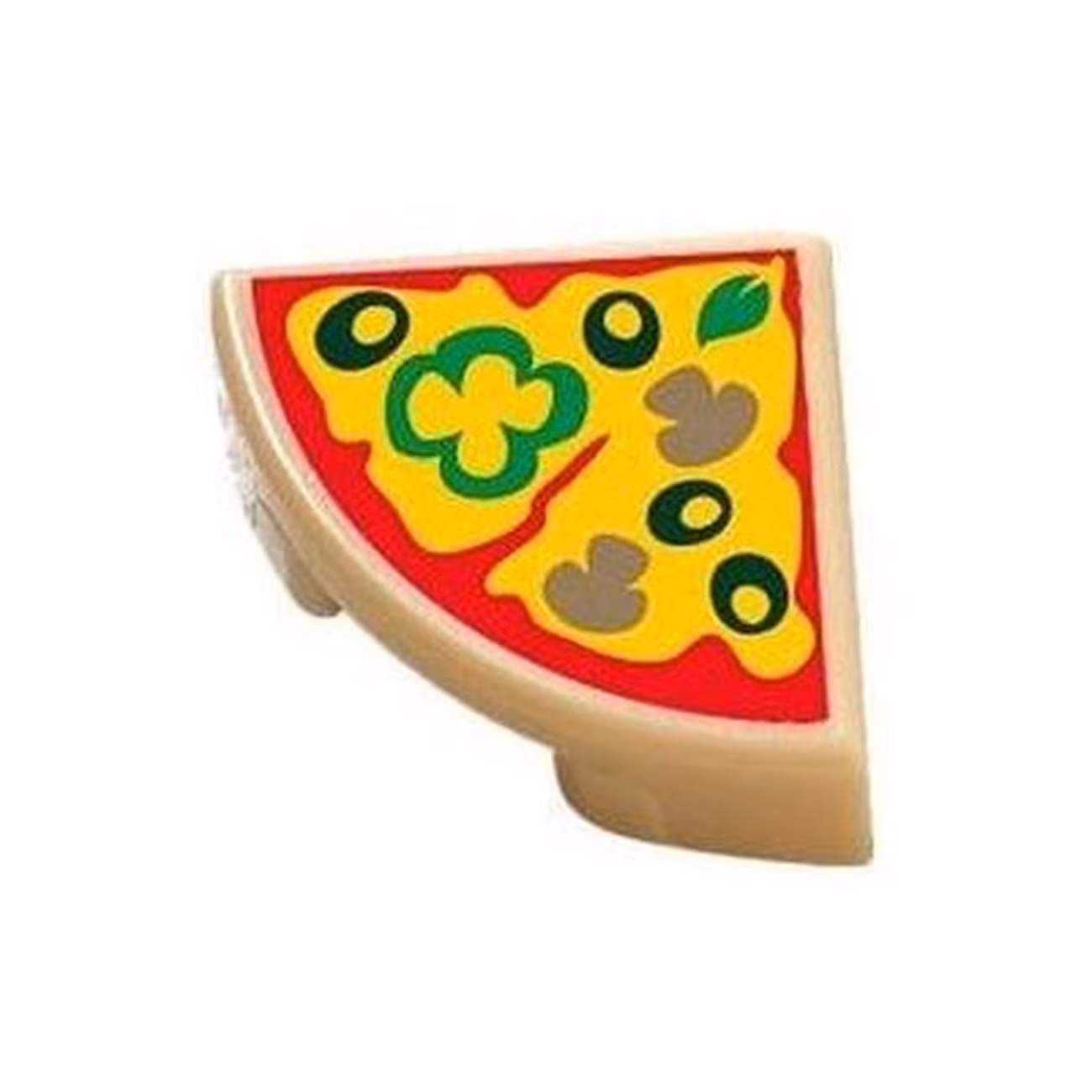 Tile, Round 1 x 1 Quarter with Pizza Slice with Green Peppers, Mushrooms, and Black Olives Pattern Tile, Round 1 x 1 Quarter with Pizza Slice with Green Peppers, Mushrooms, and Black Olives Pattern