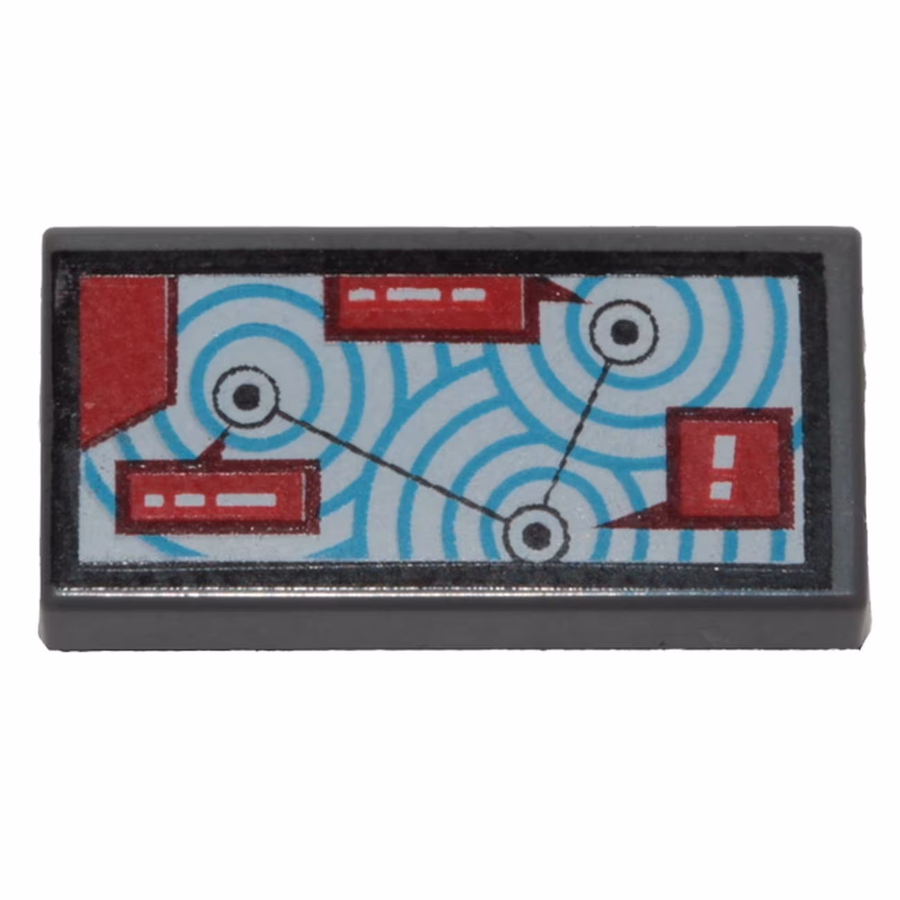 Tile 1 x 2 with Groove with Map with Blue Circles Pattern Tile 1 x 2 with Groove with Map with Blue Circles Pattern