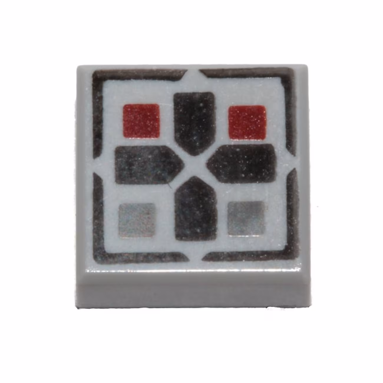Tile 1 x 1 with Groove with Black Cross and Dark Red and Dark Bluish Gray Buttons Pattern Tile 1 x 1 with Groove with Black Cross and Dark Red and Dark Bluish Gray Buttons Pattern