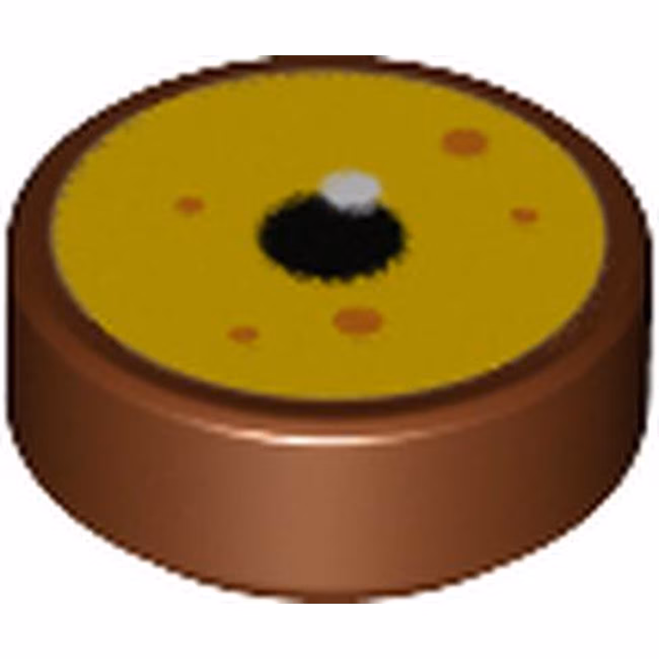 Tile, Round 1 x 1 with Eye with Bright Light Yellow Iris, Black Pupil and Orange Dots Pattern Tile, Round 1 x 1 with Eye with Bright Light Yellow Iris, Black Pupil and Orange Dots Pattern