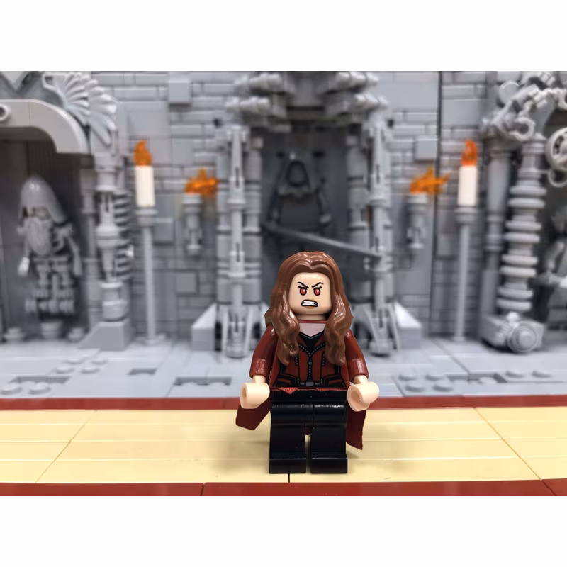 The Scarlet Witch (Wanda Maximoff) - Plain Black Legs, Reddish Brown Hair, Dark Red Cloth Skirt