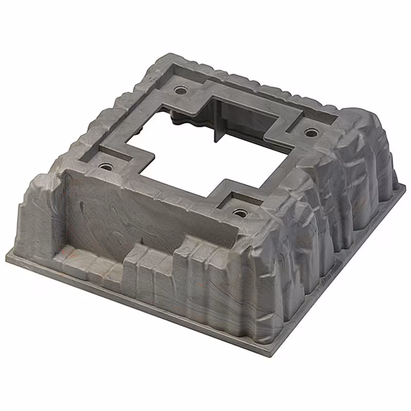 Baseplate, Raised 16 x 16 No Studs with Cross Opening, 4 Holes, Marbled Red, Light Gray, Black Pattern