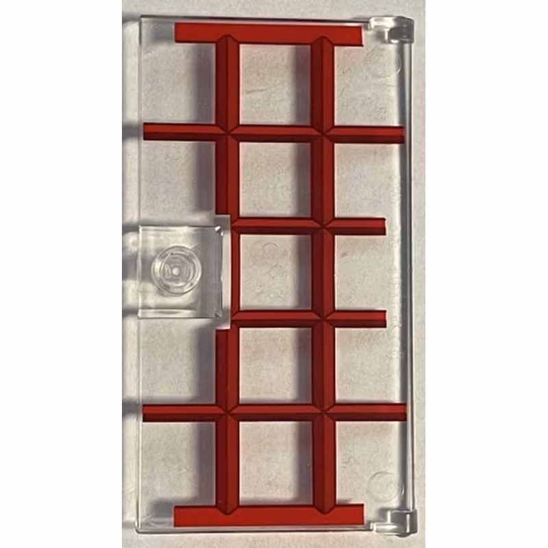 Door 1 x 4 x 6 with Stud Handle with Red and Dark Red Window Frame Pattern Door 1 x 4 x 6 with Stud Handle with Red and Dark Red Window Frame Pattern