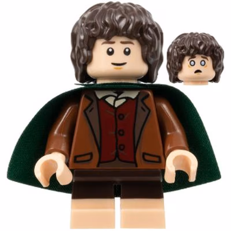 Frodo Baggins - Dark Green Cape, Light Nougat Feet Frodo Baggins - Dark Green Cape, Light Nougat Feet