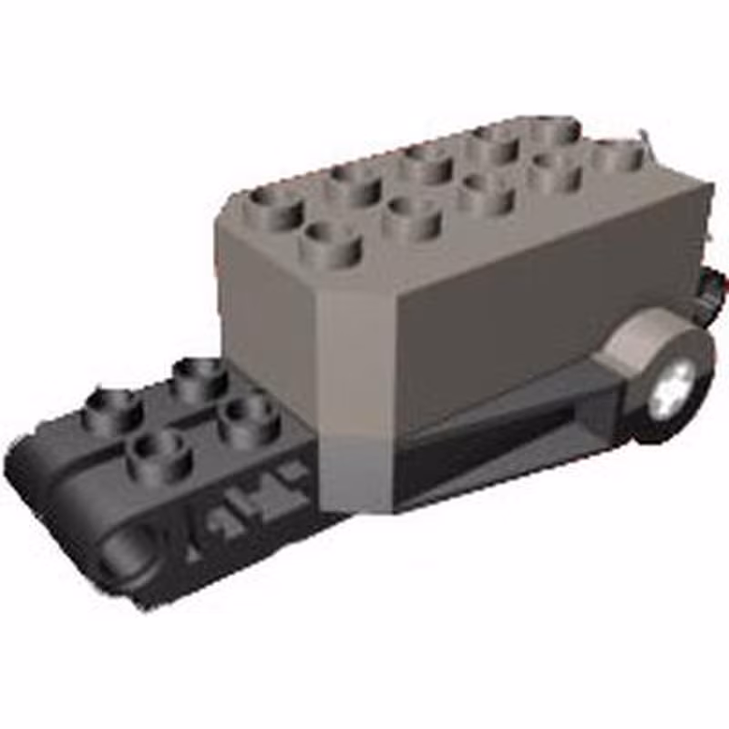 Pullback Motor 9 x 4 x 2 1/3 with Black Base, White Axle Holes, Studs on Front Top Surface