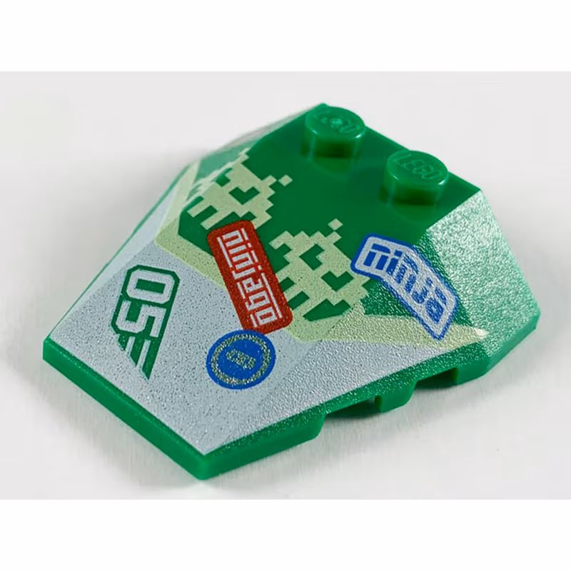 Wedge 4 x 4 Triple with Stud Notches with Pixel Aliens, 'ninjago', 'ninja' and '05' Pattern Wedge 4 x 4 Triple with Stud Notches with Pixel Aliens, 'ninjago', 'ninja' and '05' Pattern