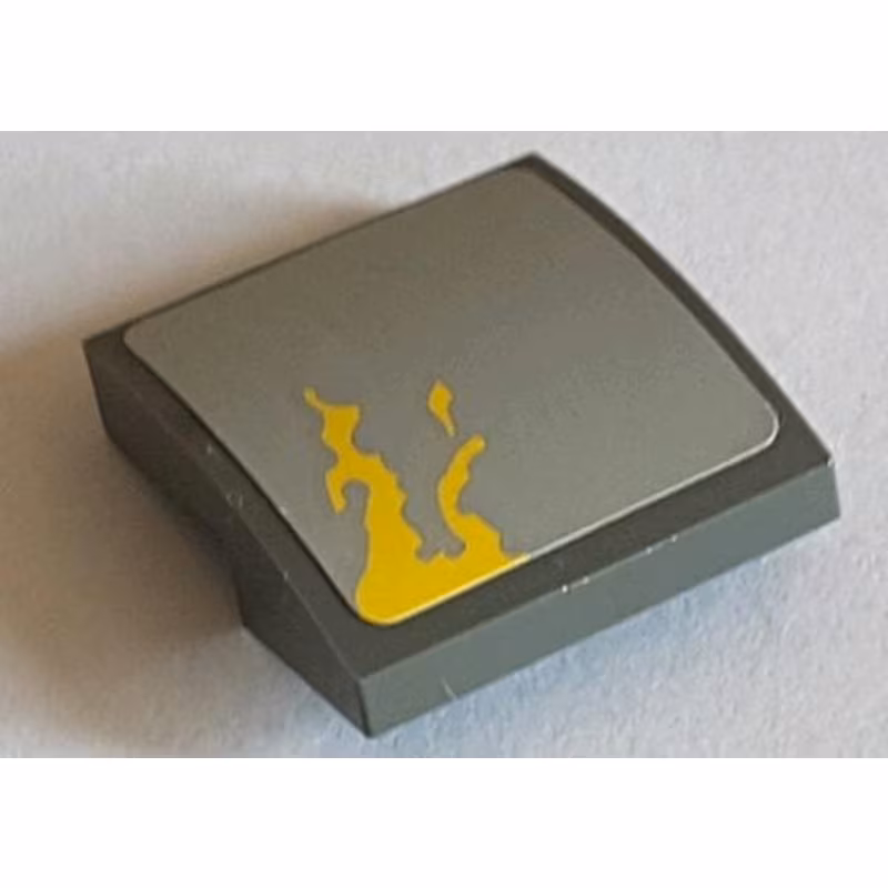 Slope, Curved 2 x 2 x 2/3 with Yellow Dirt Stains on Light Bluish Gray Background Pattern Model Right Side (Sticker) - Set 75060
