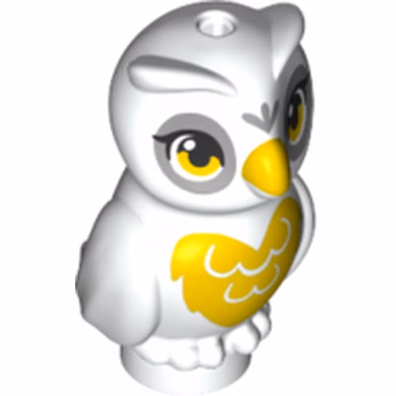Owl, Elves with Yellow Beak, Light Bluish Gray Face and Yellow Chest Pattern Owl, Elves with Yellow Beak, Light Bluish Gray Face and Yellow Chest Pattern