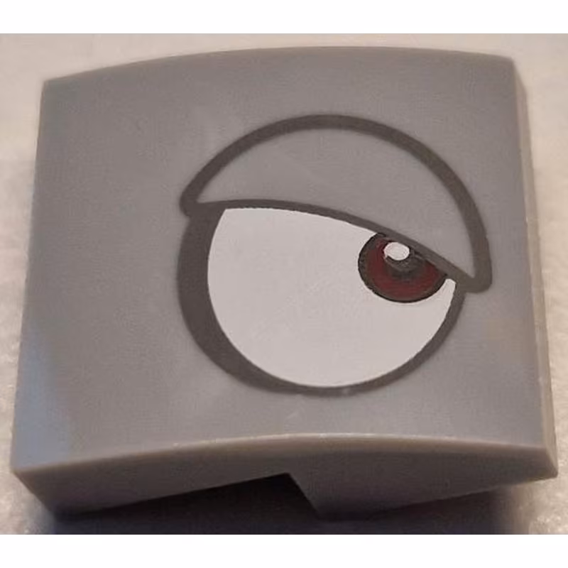 Slope, Curved 2 x 2 x 2/3 with White Eye, Dark Red Pupil and Dark Bluish Gray Outlined Eyelid Pattern Model Right Side (Super Mario Rambi)