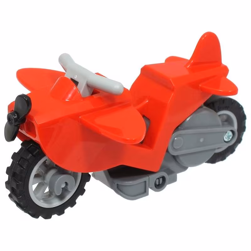 Stuntz Flywheel Motorcycle Airplane Bike with Dark Bluish Gray Frame, Light Bluish Gray Wheels, Light Bluish Gray Handlebars, and Black Propeller Stuntz Flywheel Motorcycle Airplane Bike with Dark Bluish Gray Frame, Light Bluish Gray Wheels, Light Bluish Gray Handlebars, and Black Propeller