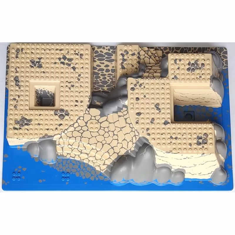 Baseplate, Raised 32 x 48 x 6 with Front and Back Steps with Rocks / Water / Sand Pattern