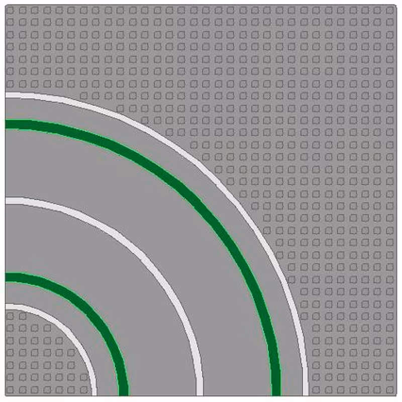 Baseplate, Road 32 x 32 7-Stud Curve with Road Pattern Baseplate, Road 32 x 32 7-Stud Curve with Road Pattern