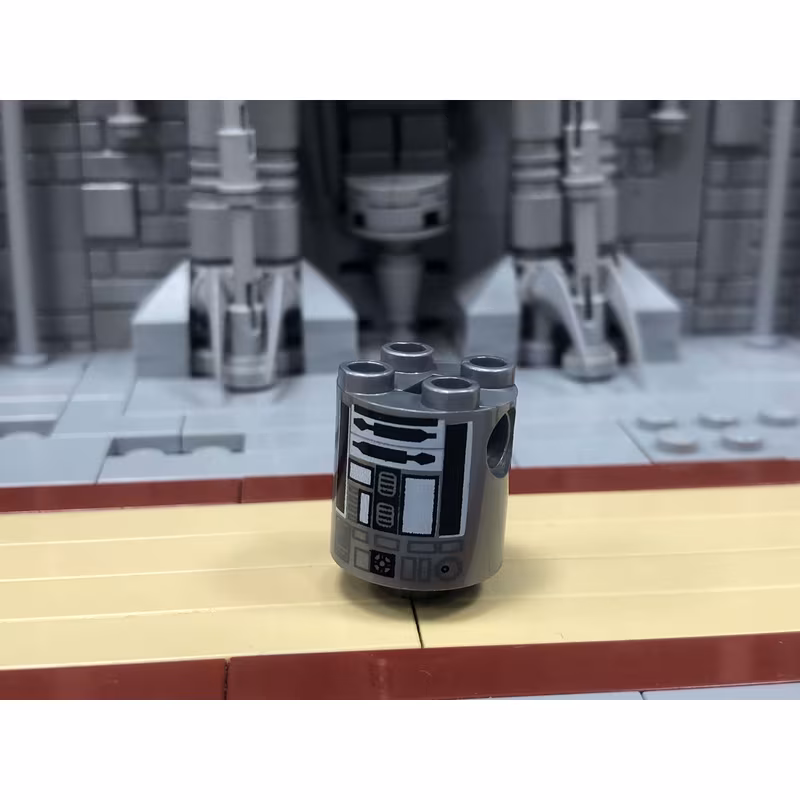Brick, Round 2 x 2 x 2 Robot Body with White and Black Pattern (R2-Q2) Brick, Round 2 x 2 x 2 Robot Body with White and Black Pattern (R2-Q2)