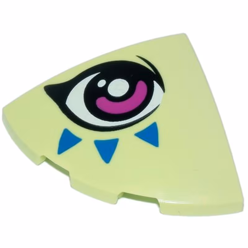 Slope, Curved 3 x 3 Corner Round with Magenta, Black and White Eye and Blue Triangles Pattern Model Right Side