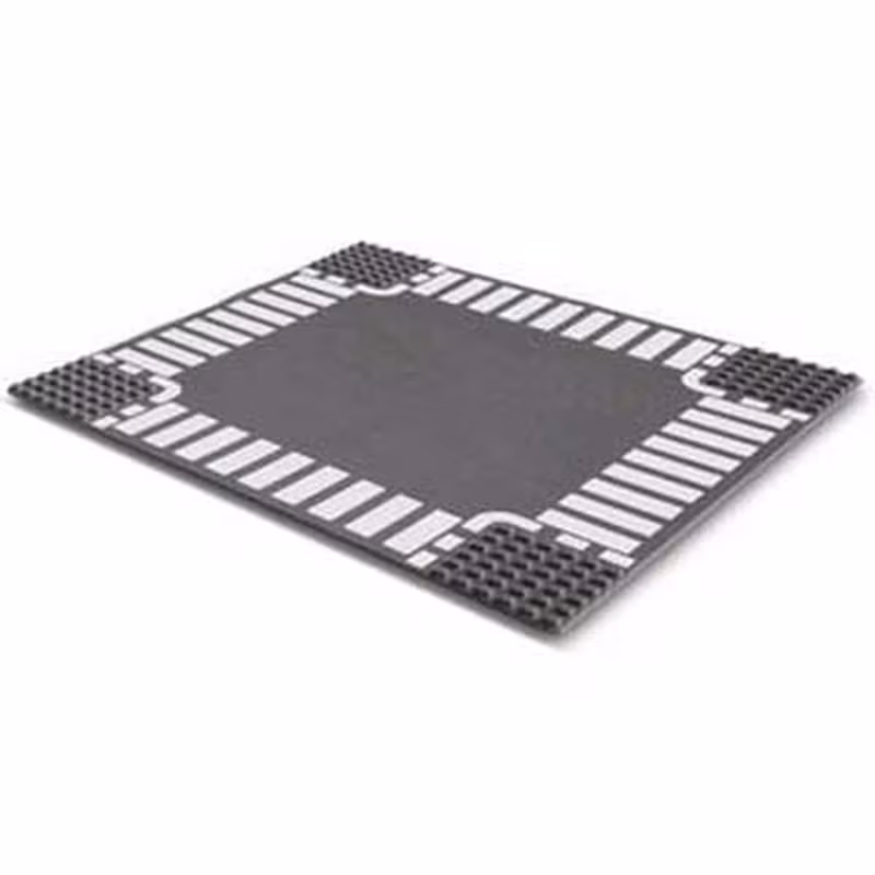 Baseplate, Road 32 x 32 6-Stud Crossroad with White Dashed Lines and Crosswalks Pattern