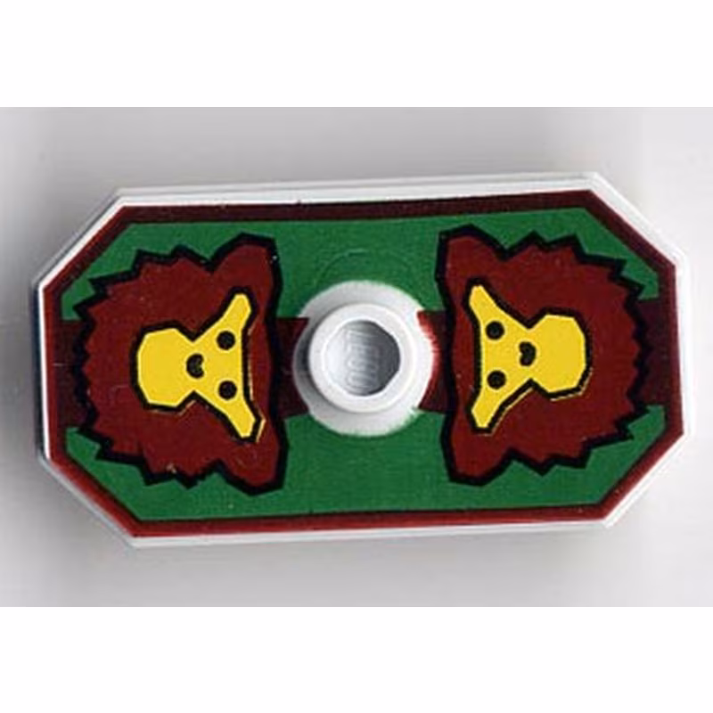 Minifigure, Shield Octagonal Long with Stud with Knights Kingdom Rascus Monkey Pattern (Printed Version) Minifigure, Shield Octagonal Long with Stud with Knights Kingdom Rascus Monkey Pattern (Printed Version)