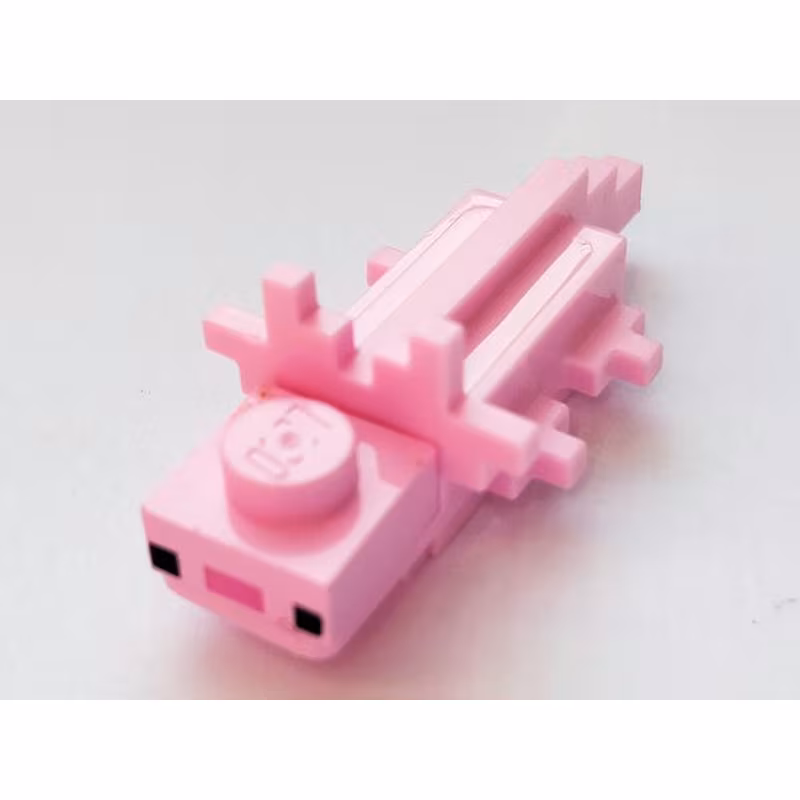 Minecraft Axolotl with Magenta Nose - Brick Built Minecraft Axolotl with Magenta Nose - Brick Built