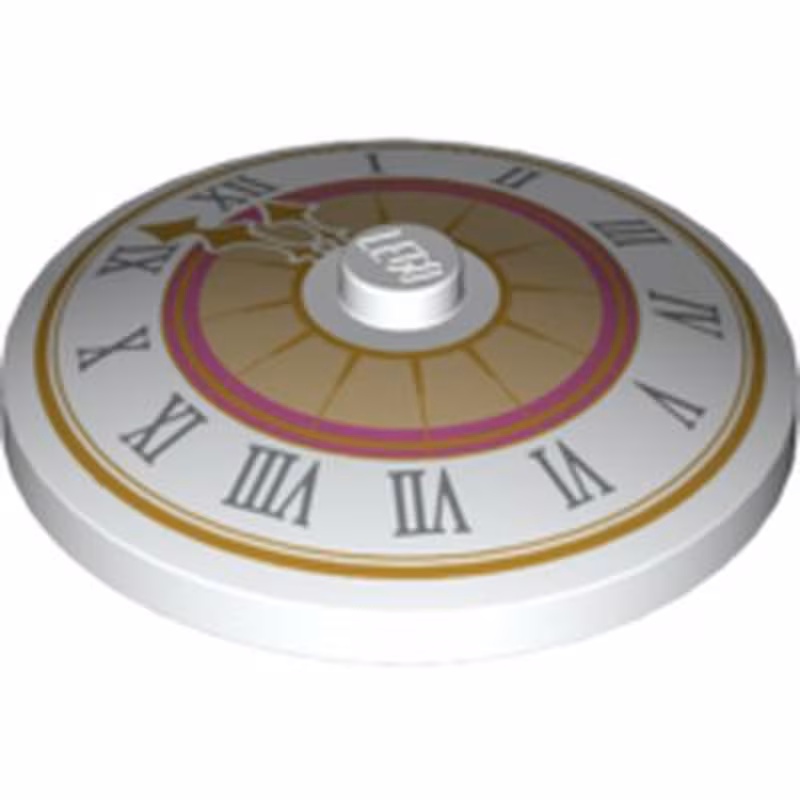 Dish 4 x 4 Inverted (Radar) with Solid Stud with Clock Face with Roman Numerals Pattern Dish 4 x 4 Inverted (Radar) with Solid Stud with Clock Face with Roman Numerals Pattern