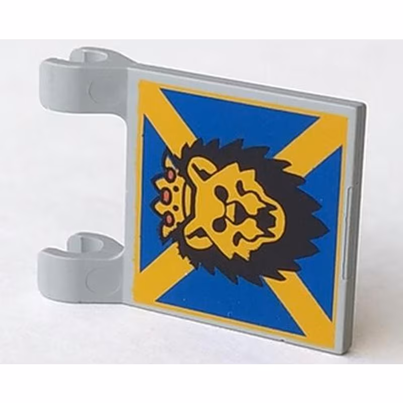 Flag 2 x 2 Square with Lion Head on Blue and Yellow 'X' Pattern
