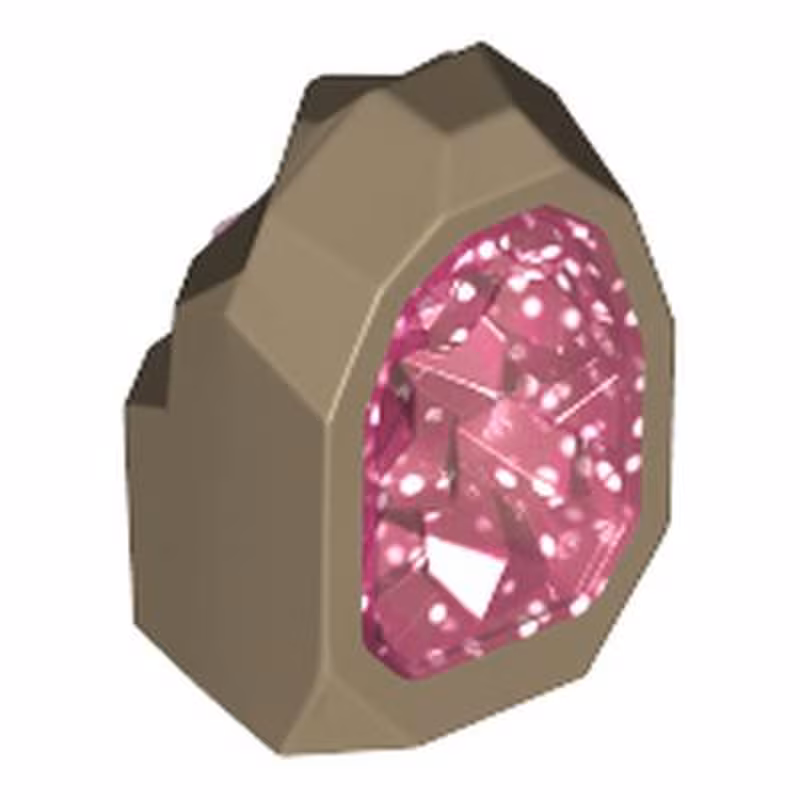 Rock 1 x 1 Geode with Molded Glitter Trans-Dark Pink Crystals Pattern Rock 1 x 1 Geode with Molded Glitter Trans-Dark Pink Crystals Pattern