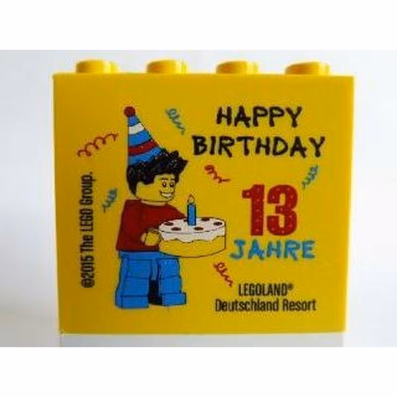Brick 2 x 4 x 3 with Happy Birthday 13 Jahre Legoland Deutschland Resort Pattern Brick 2 x 4 x 3 with Happy Birthday 13 Jahre Legoland Deutschland Resort Pattern