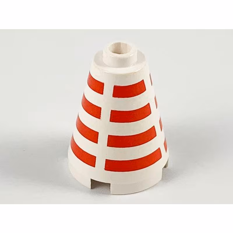 Cone 2 x 2 x 2 - Blocked Open Stud with Horizontal Red Stripes Pattern Cone 2 x 2 x 2 - Blocked Open Stud with Horizontal Red Stripes Pattern
