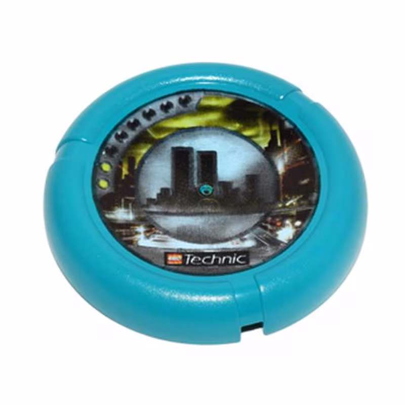 Throwing Disk with Throwbot Turbo / Slizer City 2 Pips, LEGO Technic Logo, and City Skyline Emblem Pattern Throwing Disk with Throwbot Turbo / Slizer City 2 Pips, LEGO Technic Logo, and City Skyline Emblem Pattern