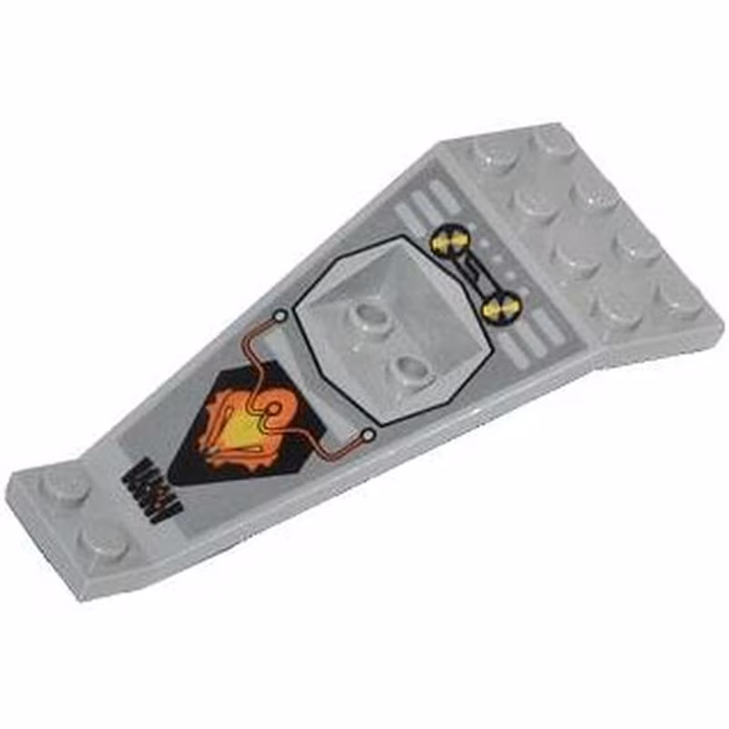 Wing Plate Bi-level 8 x 4 and 2 x 3 1/3 Down with Silver/Orange/Black UFO Logo Pattern
