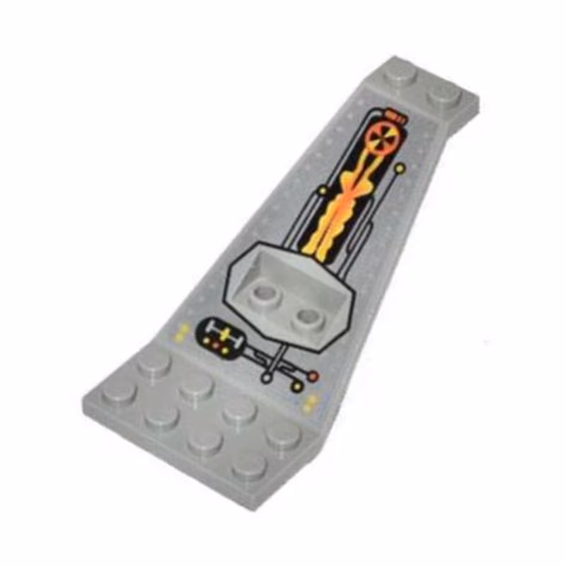 Wing Plate Bi-level 8 x 4 and 2 x 3 1/3 Up with Silver/Orange/Black UFO Pattern