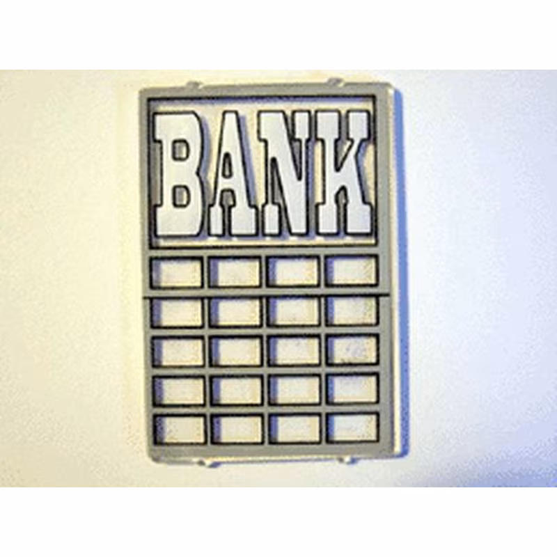 Glass for Window 1 x 4 x 5 with White 'BANK' Pattern (Sticker) - Set 6765