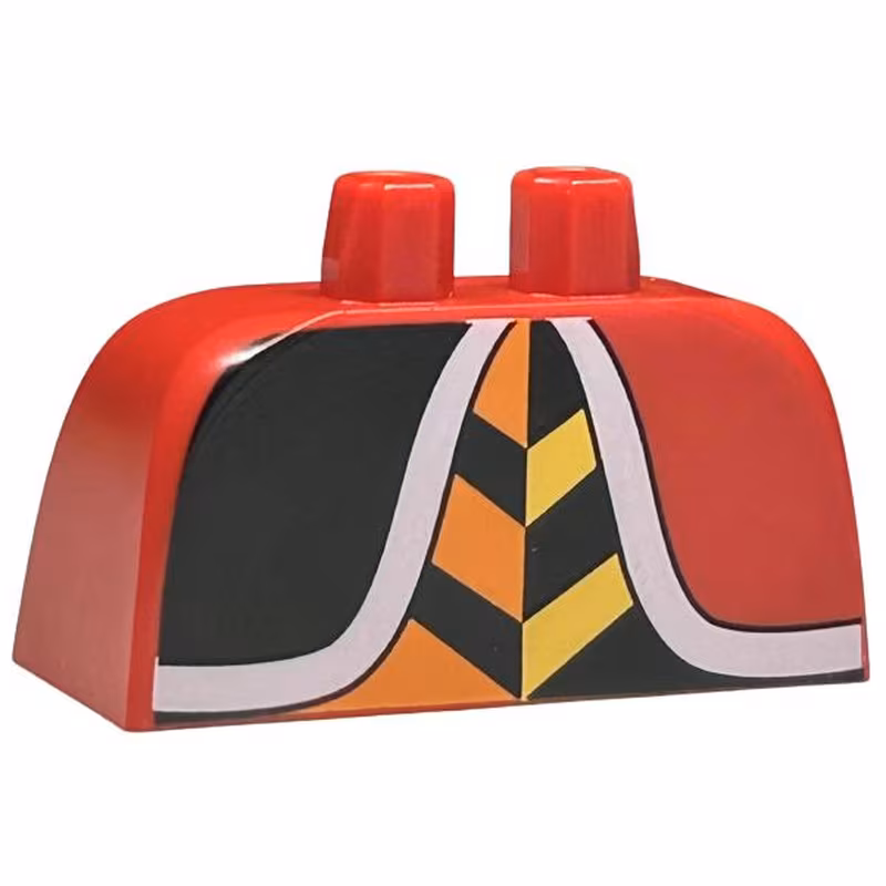 Lower Body, Skirt Wide with Side Hoops (Panniers) with Orange, Yellow and Black Stripes and White Dress Trim Pattern