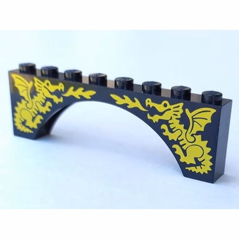 Arch 1 x 8 x 2 with Two Yellow Dragons Pattern