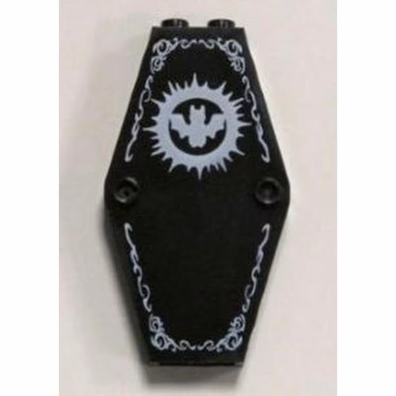 Container, Coffin Lid with White Bat Pattern Container, Coffin Lid with White Bat Pattern
