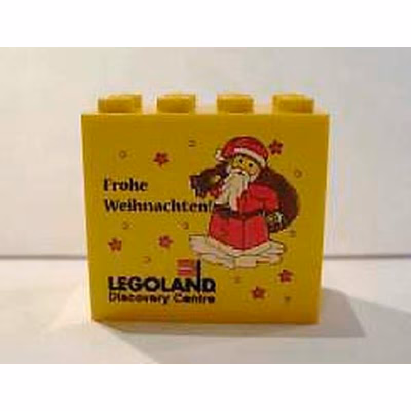 Brick 2 x 4 x 3 with Legoland Discovery Centre Frohe Weihnachten and Santa Claus Pattern Brick 2 x 4 x 3 with Legoland Discovery Centre Frohe Weihnachten and Santa Claus Pattern