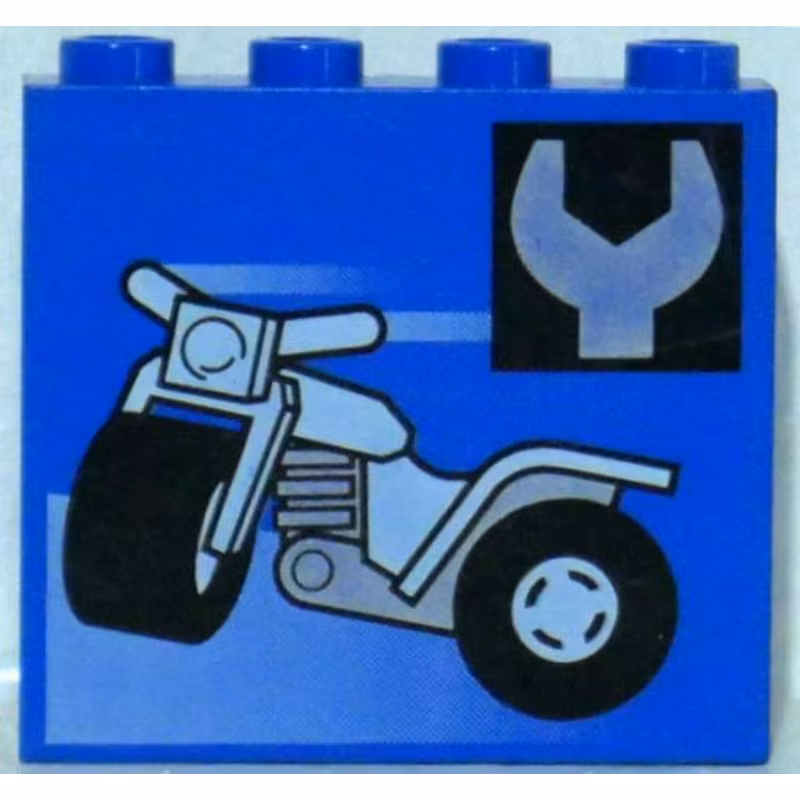 Panel 1 x 4 x 3 - Hollow Studs with Motorcycle and Wrench Pattern Panel 1 x 4 x 3 - Hollow Studs with Motorcycle and Wrench Pattern