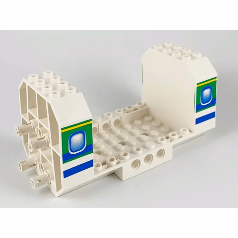 Aircraft Fuselage Angular Bottom 6 x 12 x 5 with Windows on Green & Blue Stripes Pattern