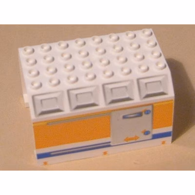 Aircraft Fuselage Middle Angular Top 6 x 8 x 4 with Door on Blue, Orange, and Yellow Stripes Pattern