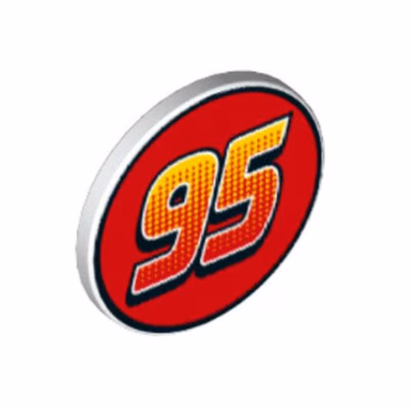 Road Sign 2 x 2 Round with Clip with Yellow and Red '95' on Red Background Pattern Road Sign 2 x 2 Round with Clip with Yellow and Red '95' on Red Background Pattern