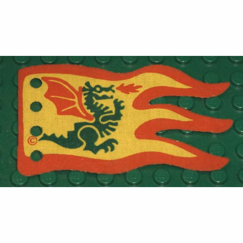 Cloth Flag 8 x 5 Wave with Red Border and Green Dragon Pattern - Single-Sided Print
