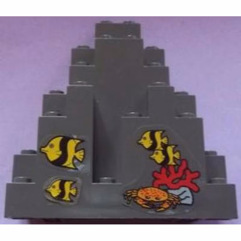 Rock Panel 3 x 8 x 7 Triangular (LURP) with 4 Fish and Crab Pattern (Stickers) - Set 6442 Rock Panel 3 x 8 x 7 Triangular (LURP) with 4 Fish and Crab Pattern (Stickers) - Set 6442