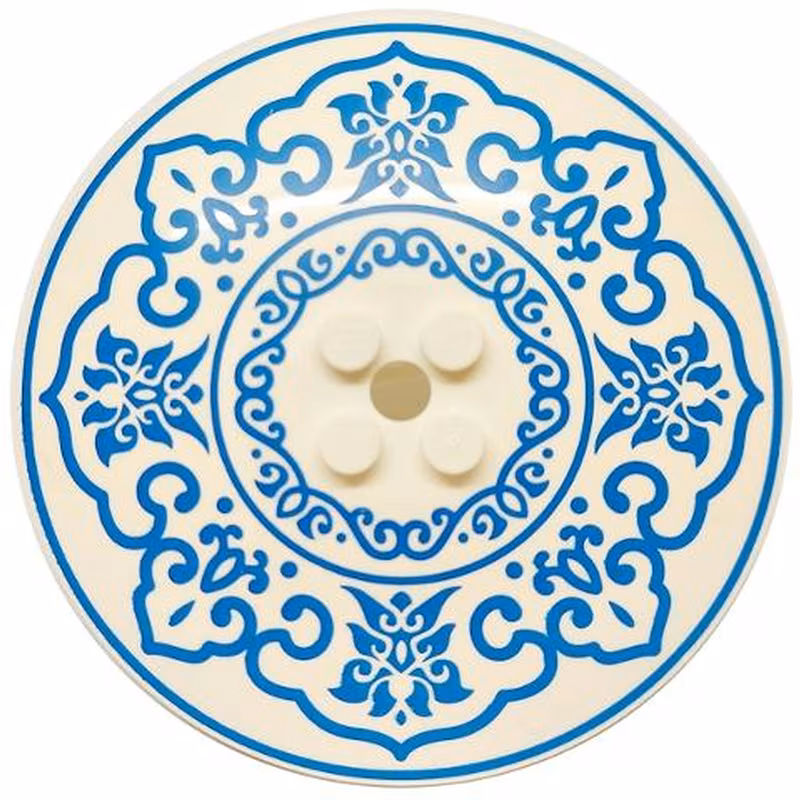 Dish 8 x 8 Inverted (Radar) - Solid Studs with Blue Flower Petals, Dots and Circle Border Pattern