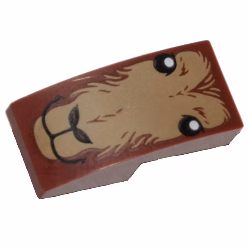 Slope, Curved 2 x 1 x 2/3 Inverted with Dark Tan Fur, Eyes, Closed Mouth and Nostrils Pattern (Goat Face)