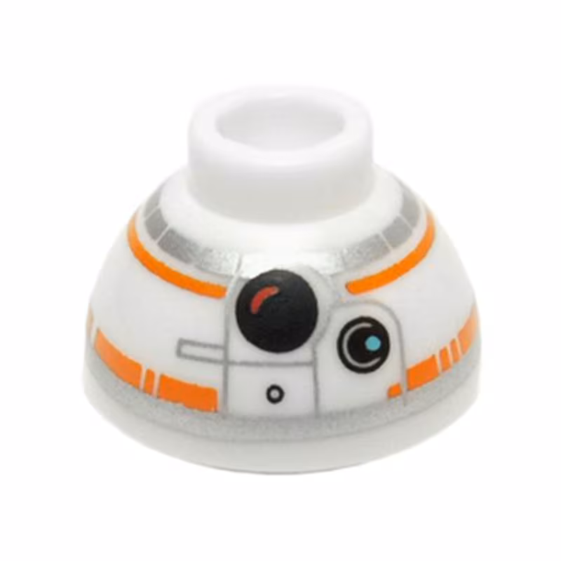 Brick, Round 1 1/2 x 1 1/2 x 2/3 Dome Top with SW BB-8 Droid Head, Small Photoreceptor Pattern Brick, Round 1 1/2 x 1 1/2 x 2/3 Dome Top with SW BB-8 Droid Head, Small Photoreceptor Pattern
