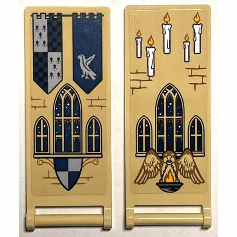 Flag 7 x 3 with Bar Handle with Ravenclaw Banners, Shield, Windows, Bricks and 5 Candles Pattern (Stickers) - Set 76399