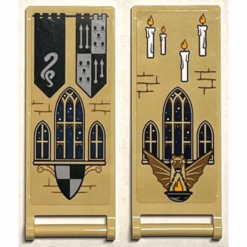 Flag 7 x 3 with Bar Handle with Slytherin Banners, Shield, Windows, Bricks and 4 Candles Pattern (Stickers) - Set 76399