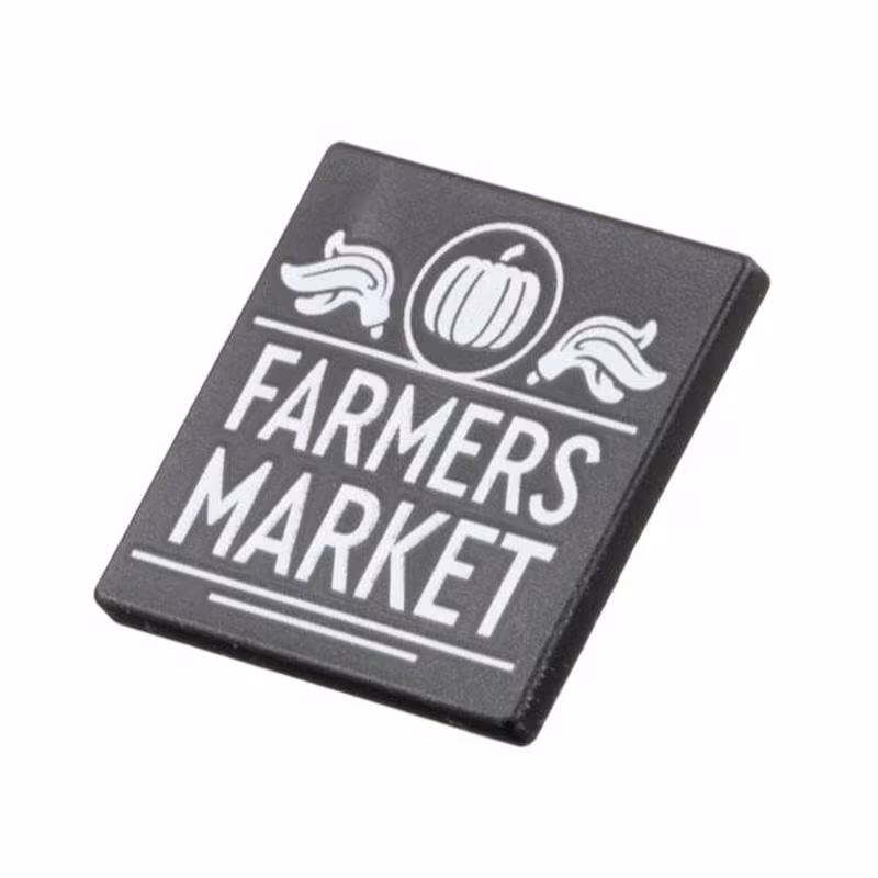 Road Sign 2 x 2 Square with Open O Clip with White Pumpkin, Plumes, and 'FARMER'S MARKET' Pattern Road Sign 2 x 2 Square with Open O Clip with White Pumpkin, Plumes, and 'FARMER'S MARKET' Pattern