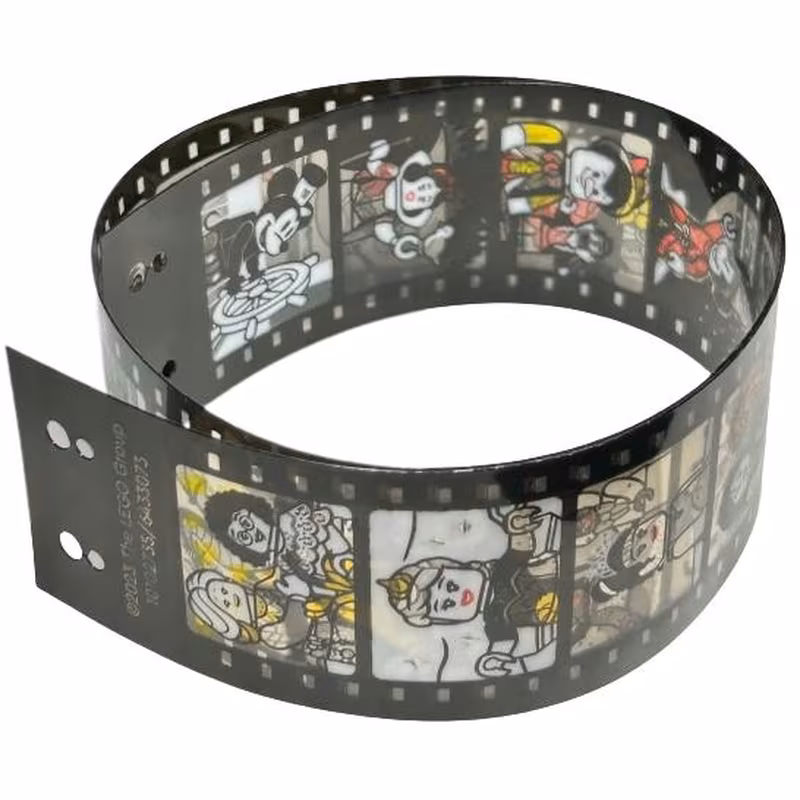 Plastic Filmstrip / Roll with Black Frames and 20 Disney Film Images Pattern
