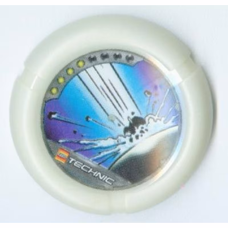 Throwing Disk with Throwbot Spark 4 Pips, LEGO Technic Logo, and Meteor Impact Pattern Throwing Disk with Throwbot Spark 4 Pips, LEGO Technic Logo, and Meteor Impact Pattern