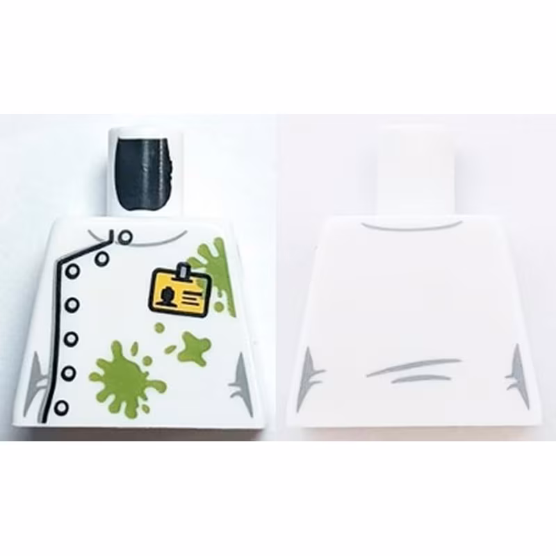 Torso Lab Coat Dirt Stains with White Buttons and ID Badge Pattern (BAM)