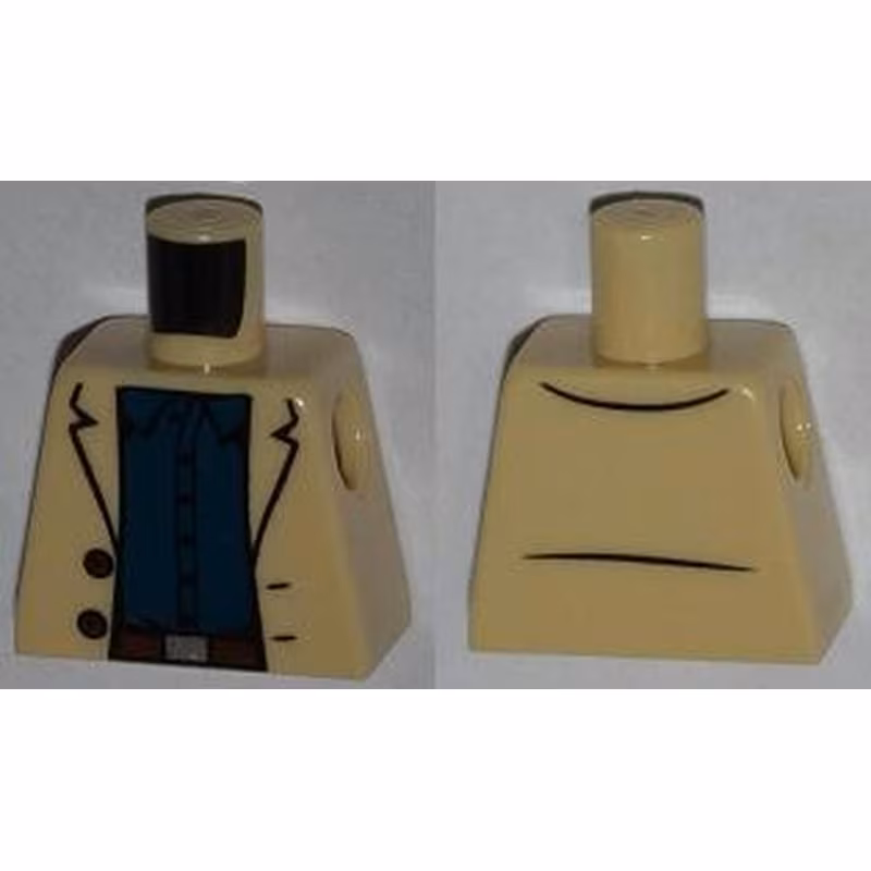 Torso Jacket with 2 Buttons, Dark Blue Shirt and Belt Pattern